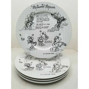 4 Dinner Plates Disney Sketchbook Minnie Mouse New